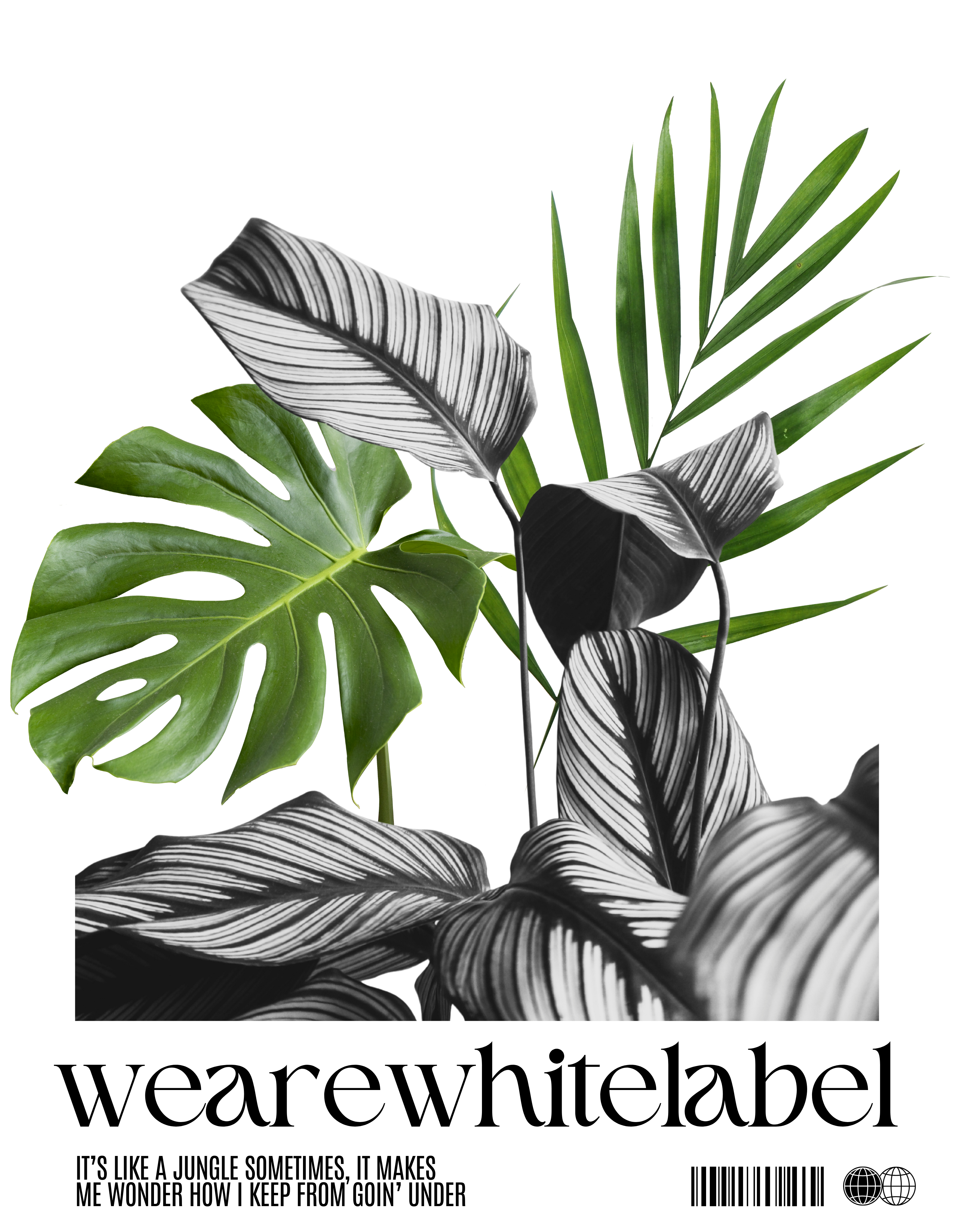 Logo left chest print & Jungle (print on back) Oversized faded T-shirt