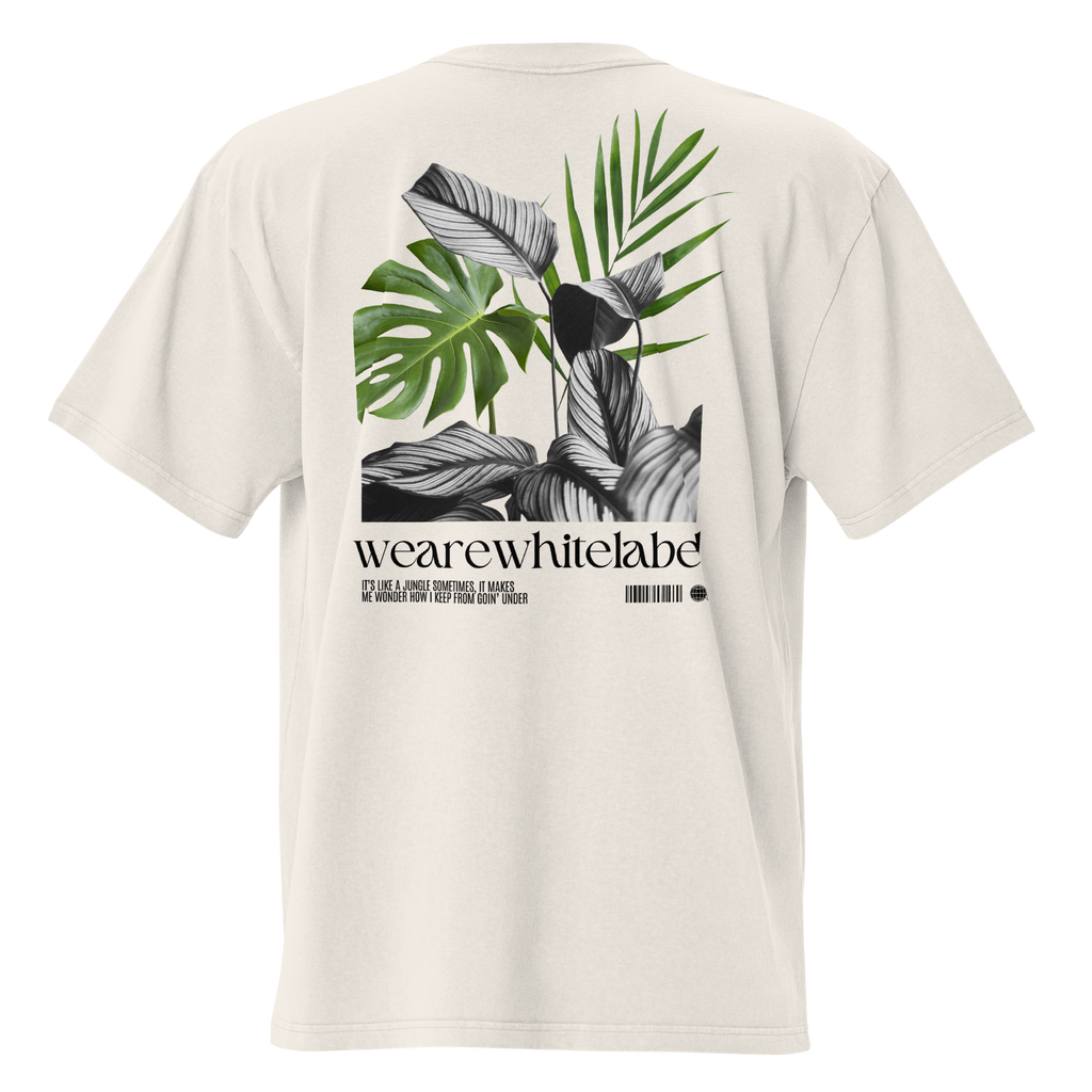 Logo left chest print & Jungle (print on back) Oversized faded T-shirt