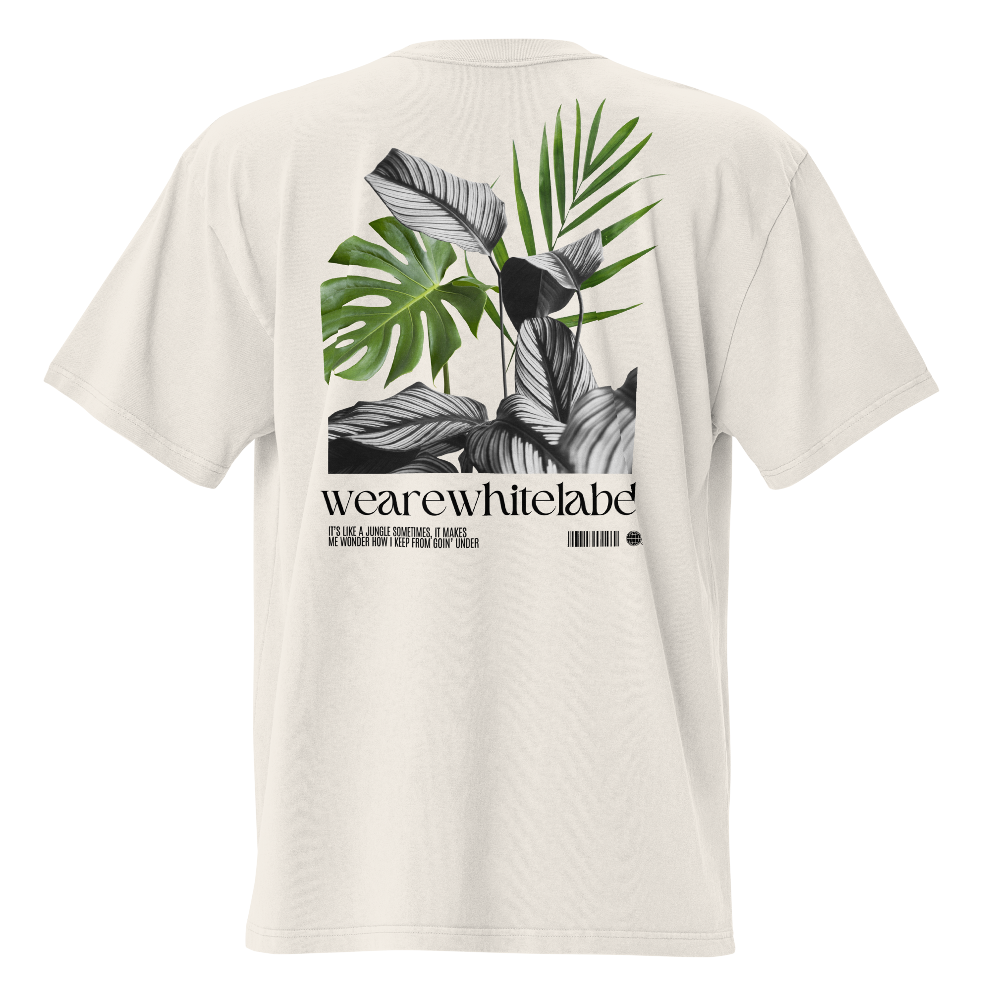 Logo left chest print & Jungle (print on back) Oversized faded T-shirt