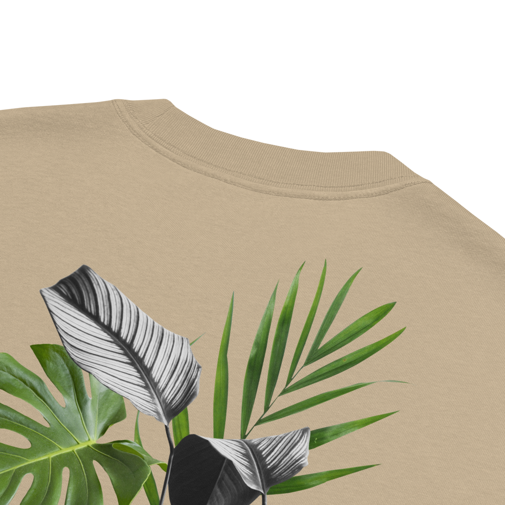 Logo left chest print & Jungle (print on back) Oversized faded T-shirt